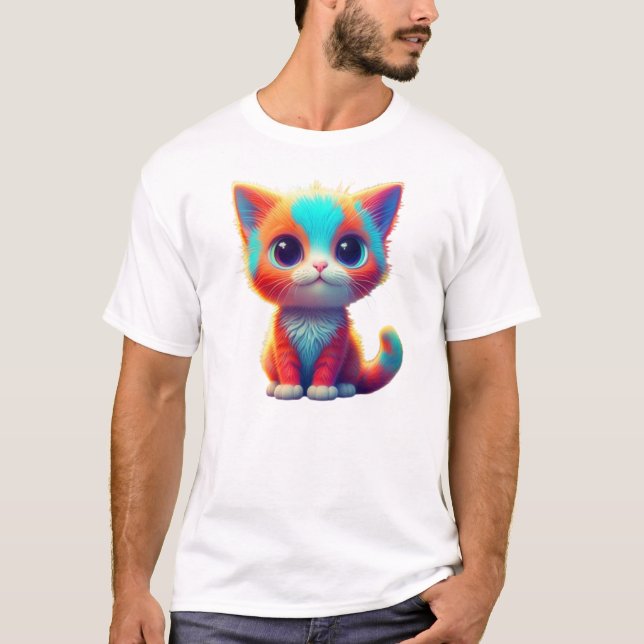 Camiseta Cartografia do Rainbow Coloring Kitten (Frente)