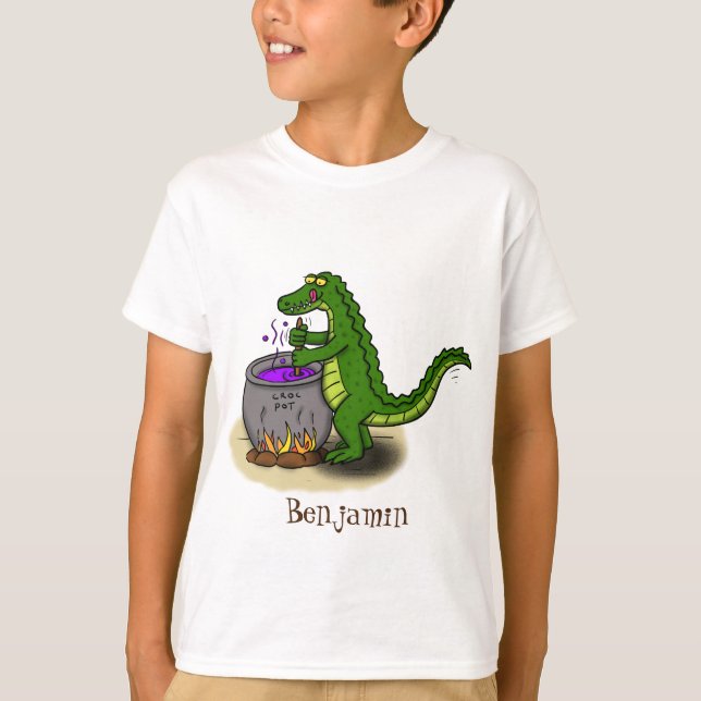 Camiseta Cartografia engraçada do cozinhar de jacaré verde (Frente)