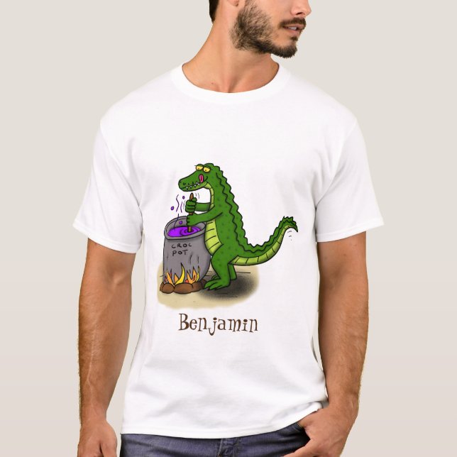 Camiseta Cartografia engraçada do cozinhar de jacaré verde (Frente)