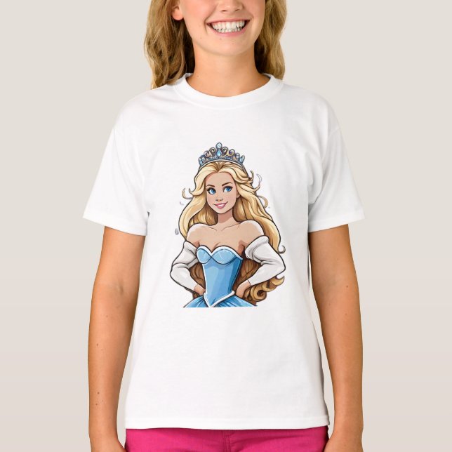 Camiseta Cartografia Princesa Cabelo Longo, Tiara Crown Bal (Frente)
