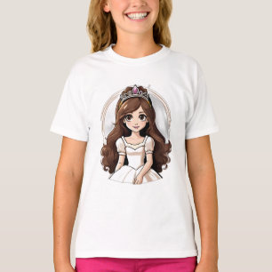 Camiseta Cartografia Princesa Cabelo Longo, Tiara Crown Bal