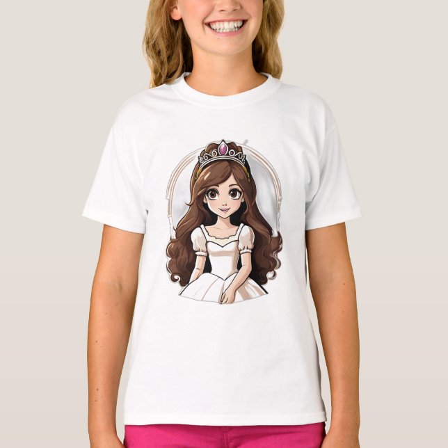 Camiseta Cartografia Princesa Cabelo Longo, Tiara Crown Bal (Frente)