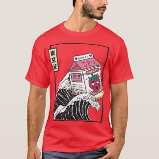 Camiseta Carton de Leite de Morango Japão Kanagawa Wave Kaw