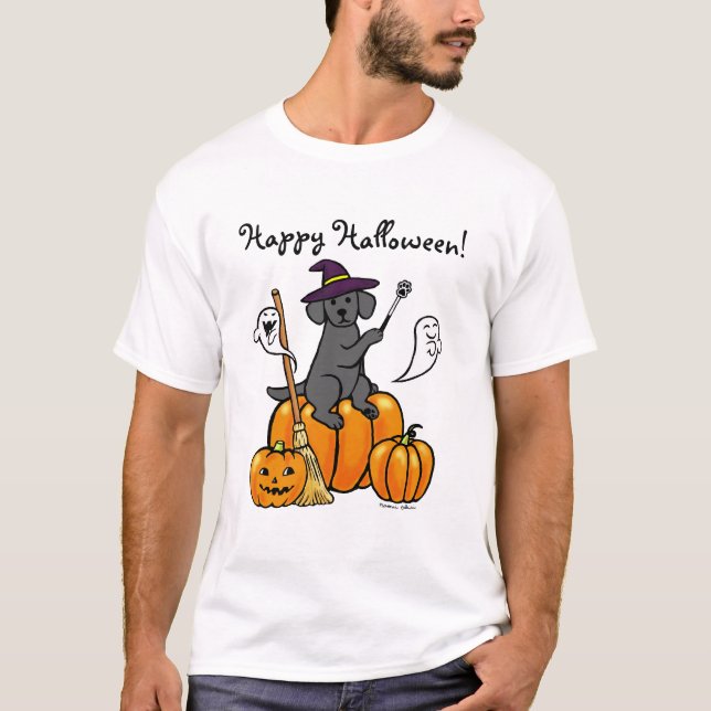Camiseta Cartoon 2 Black Labrador Halloween (Frente)