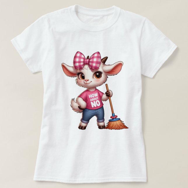 Camiseta Cartoon Adorável com Arco e vassoura (Frente do Design)