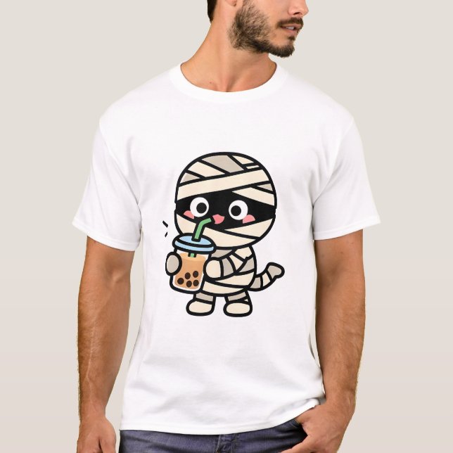 Camiseta Cartoon Adorável de Chá-Mummy (Frente)