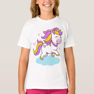 Camiseta Cartoon Adorável do Unicórnio - T entre Meninas Gi