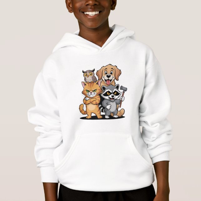 Camiseta Cartoon Animal Friends Team Illustration (Frente)