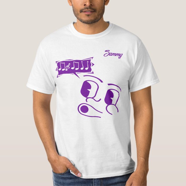 Camiseta Cartoon assobiando rosto personalizável masculino (Frente)