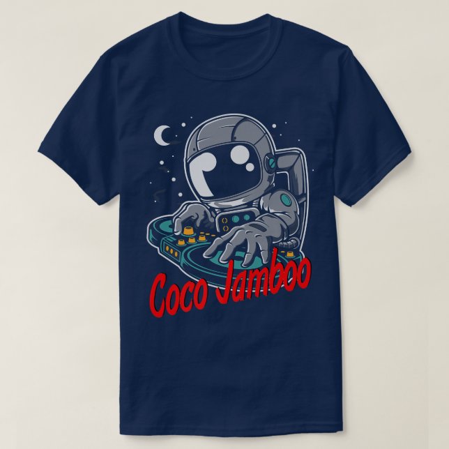 Camiseta Cartoon Astronauta Coco Jambo Tocando Dj Premium T (Frente do Design)