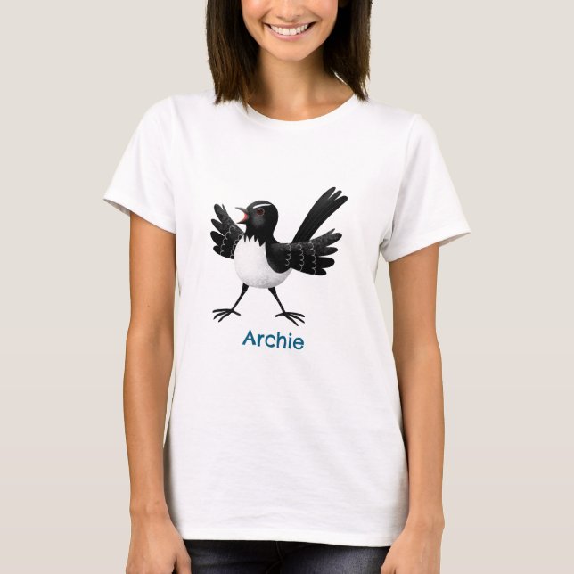 Camiseta Cartoon australiano Willie Wagtail personalizado (Frente)