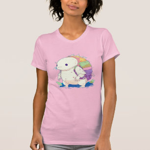 Camiseta Cartoon Axolotl Kawaii de volta à escola