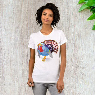 Camiseta Cartoon Azul Engraçado Turquia com Penas Patriotas