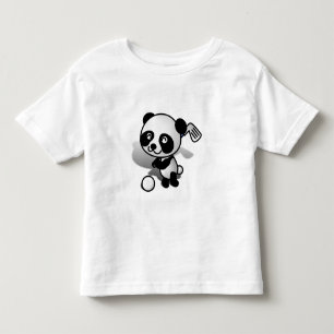 Camiseta Cartoon Baby Panda Bear Golfing sobre o Verde