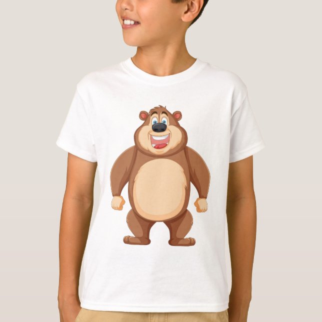 Camiseta Cartoon Bear Feliz e Cheio (Frente)