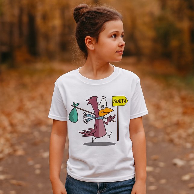 Camiseta Cartoon Bird Migrating South Traveling (Criador carregado)