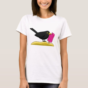 Camiseta Cartoon Blackbird Comendo Um Sorvete
