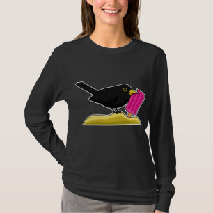 Camiseta Cartoon Blackbird Comendo Um Sorvete