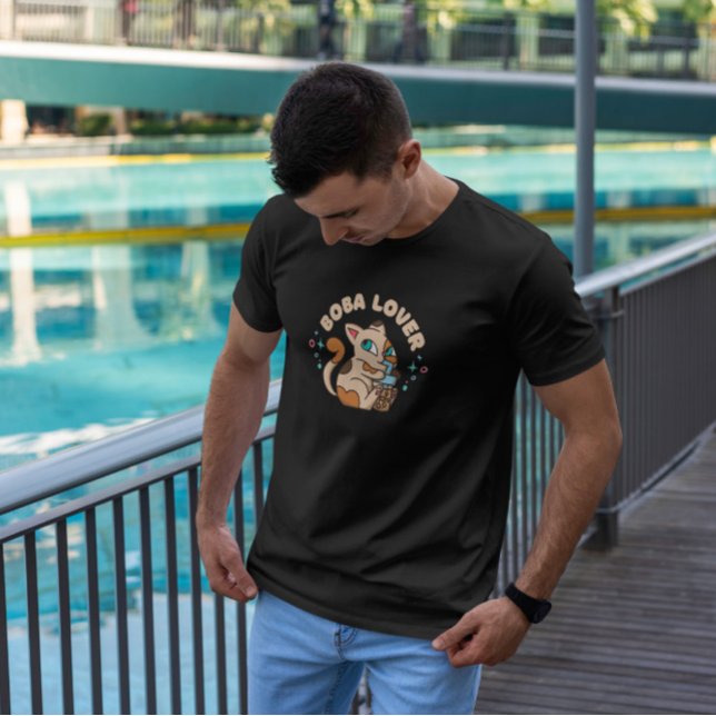 Camiseta Cartoon Boba Tea Cat (Criador carregado)