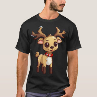 Camiseta Cartoon Bonito Reindeer de Natal