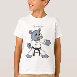 Camiseta Cartoon bonito rhino kung fu