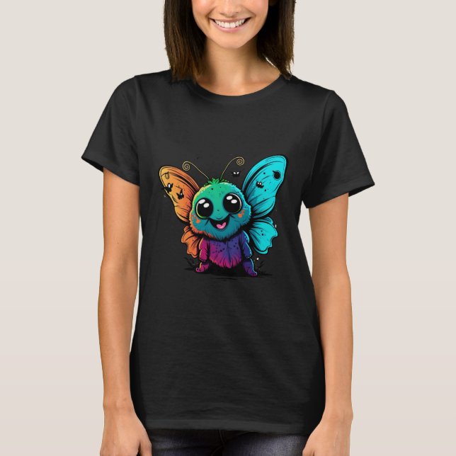 Camiseta cartoon-borboleta-com-borboleta-sua-cabeça (Frente)