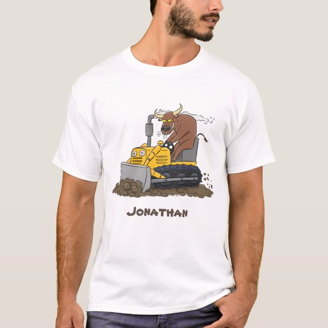 Camiseta Cartoon buldozer engraçado (Frente)