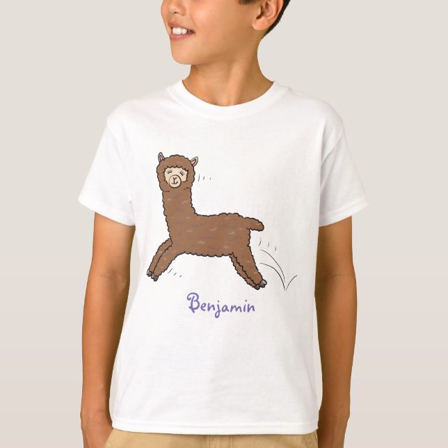 Camiseta Cartoon castanho-branco e bonito (Frente)