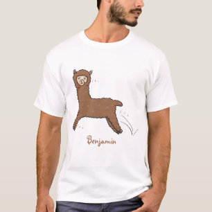 Camiseta Cartoon castanho-branco e bonito