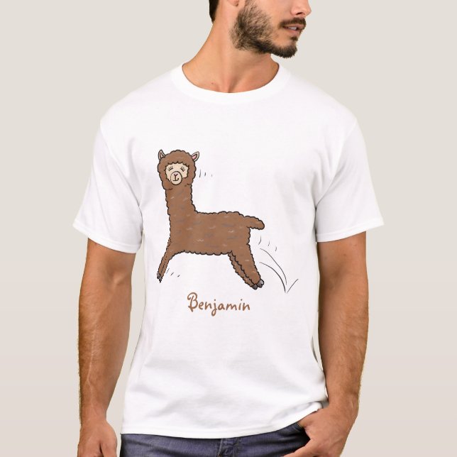 Camiseta Cartoon castanho-branco e bonito (Frente)