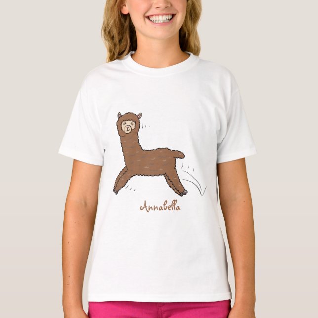 Camiseta Cartoon castanho-branco e bonito (Frente)