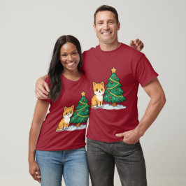 Camiseta Cartoon Cat by Christmas Tree Snowy Sticker