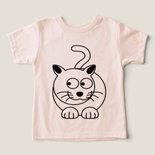Camiseta Cartoon Cat Sentado com Curiosidade