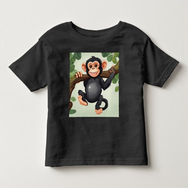 Camiseta Cartoon Chimpanzé Engraçado e Bonito (Frente)