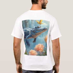 Camiseta Cartoon Crocodilo Voador   Bastante e Engraçado An
