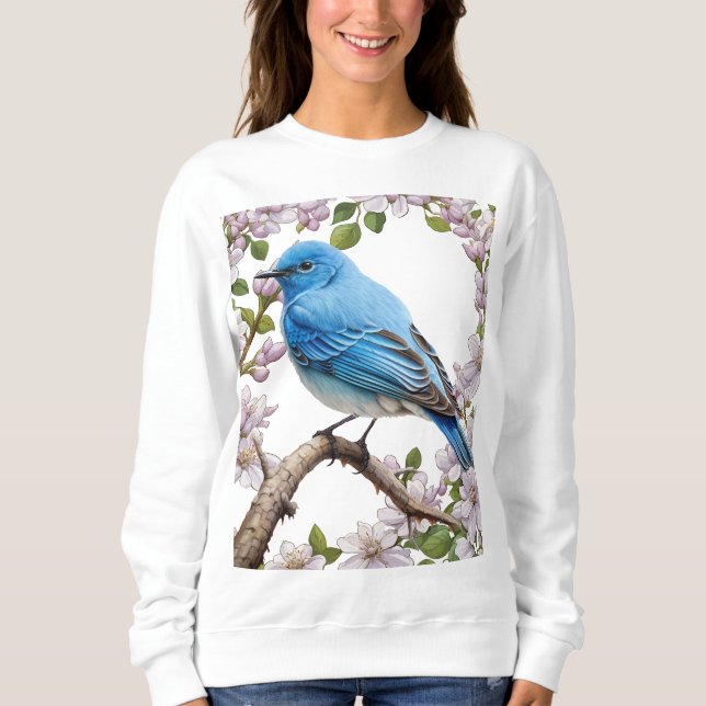 Camiseta Cartoon Da Montanha Bluebird Com Syringa (Frente)