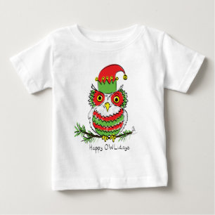 Camiseta Cartoon da Owl Christmas