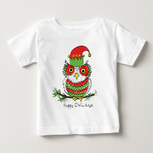 Camiseta Cartoon da Owl Christmas (Frente)