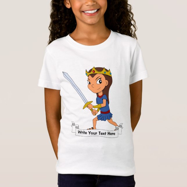 Camiseta Cartoon da princesa guerreira personalizada (Frente)