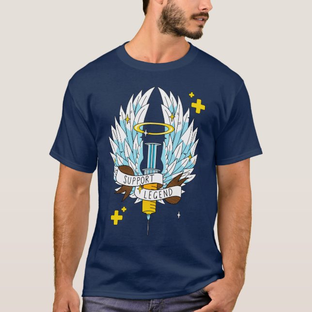 Camiseta Cartoon da Seringa Amarela Gamer de Suporte (Frente)