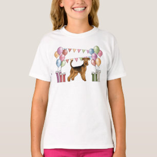 Camiseta Cartoon de Airedale Terrier Cachorro Colorido Aniv