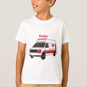 Camiseta Cartoon de ambulância vermelha