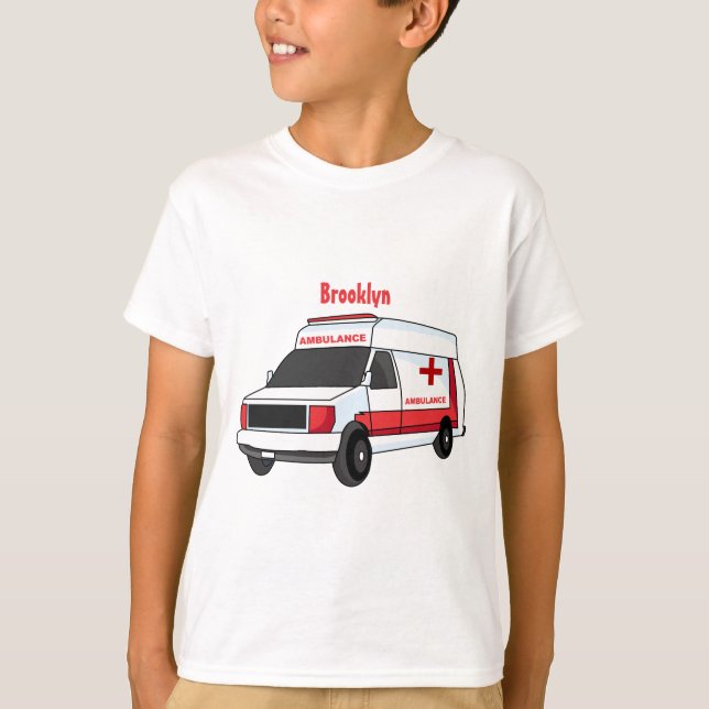 Camiseta Cartoon de ambulância vermelha (Frente)