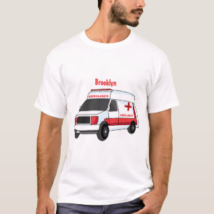 Camiseta Cartoon de ambulância vermelha