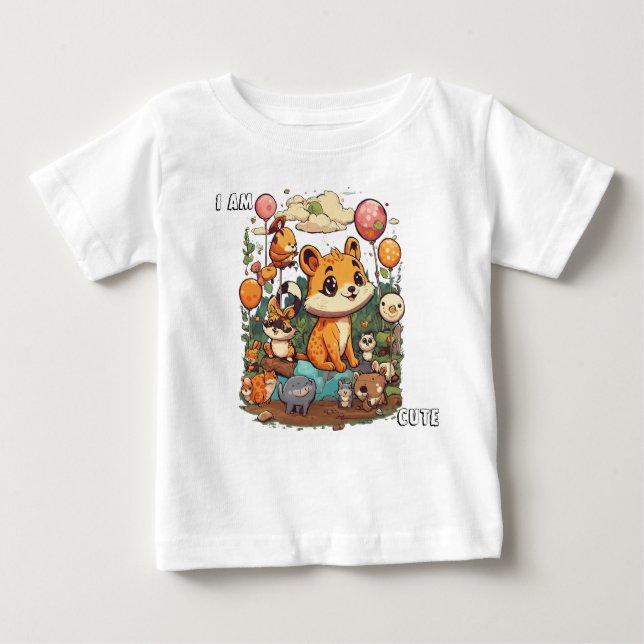 Camiseta Cartoon de animais bonitos design sou fofo (Frente)