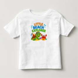 Camiseta 🐢 Cartoon de Aventura na Praia para Crianças 🏖️