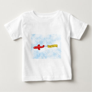 Camiseta Cartoon de avião com faixa 'Dia de os pais feliz'