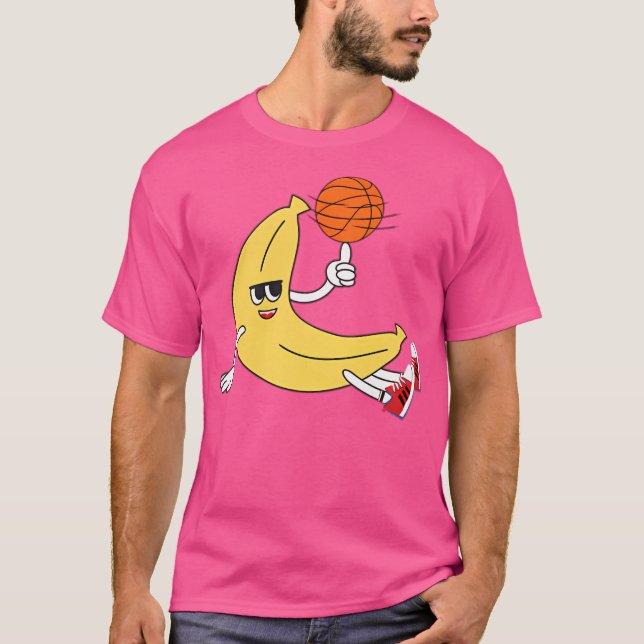 Camiseta Cartoon de Banana de Basquete (Frente)