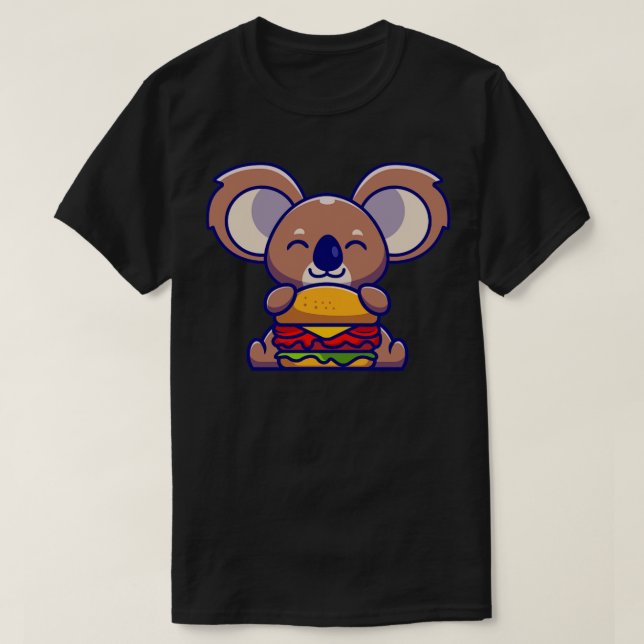 Camiseta Cartoon de Burger Comido por Koala (Frente do Design)