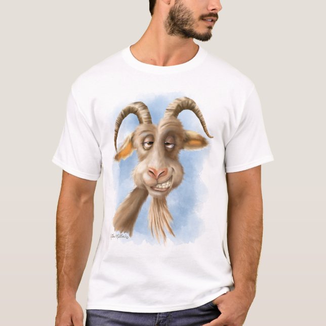 Camiseta Cartoon de Cabra Engraçada (Frente)